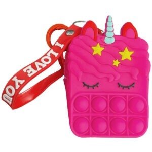 Dark Pink Bubble-Pop Unicorn Purse/Keyring Small