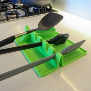 Silicone Spoon Rest Pad Green