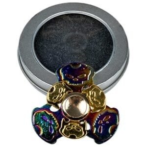 Rainbow and Gold Skull Oval Double Fidget Spinner